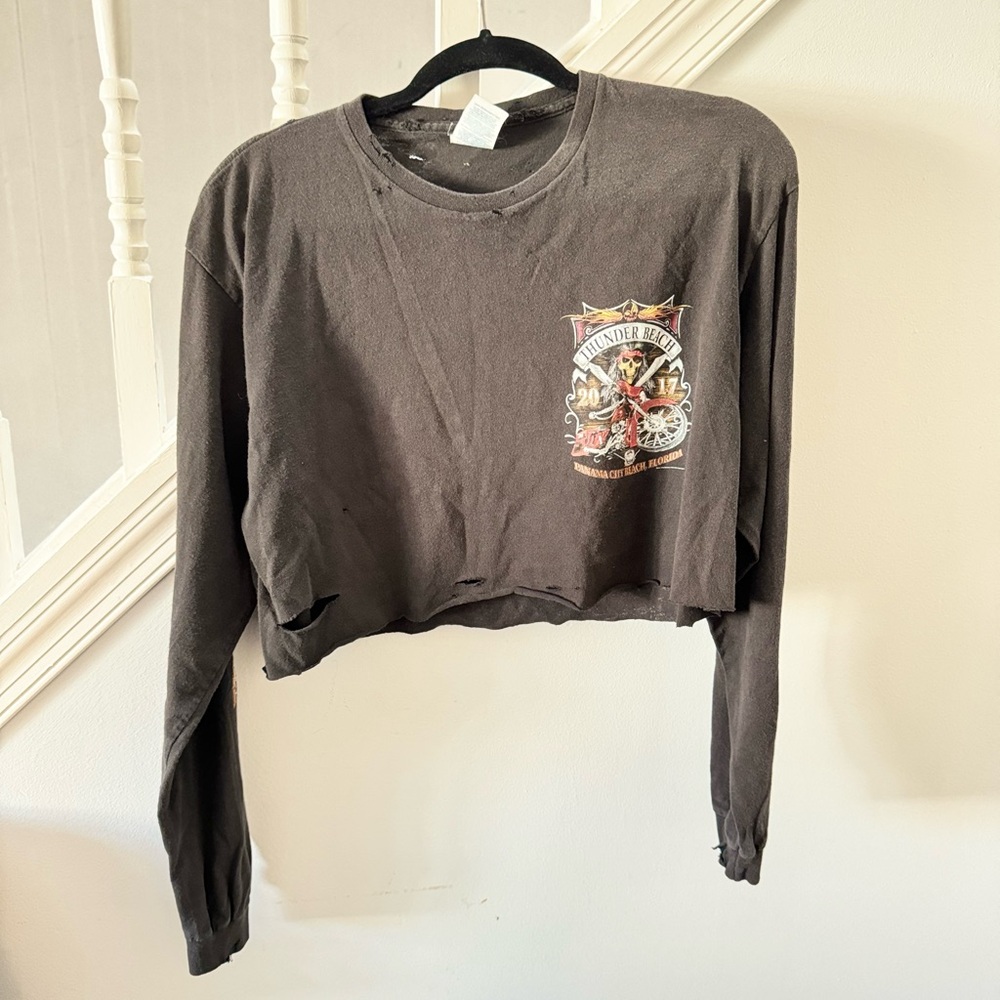 Vintage cut off long sleeved biker shirt size L